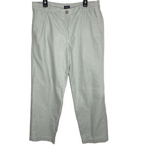 Izod Classic Straight Chino Pants Flat Front Cotton Casual Mens 36x30 Green